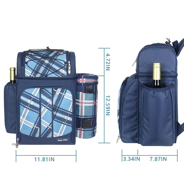Picnic Set Backpack with Insulated Cooler for Two