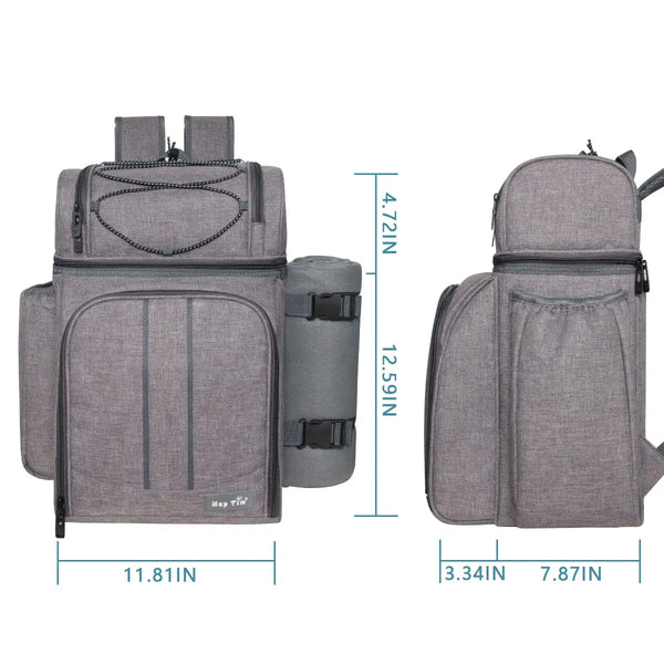 Picnic Set Backpack with Insulated Cooler for Two