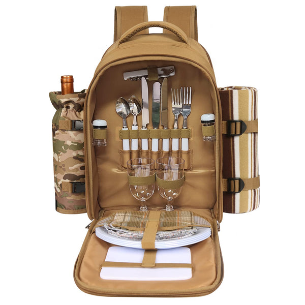 HapTim Squirrel Picknick-Rucksack für 2 Personen, Schwarz