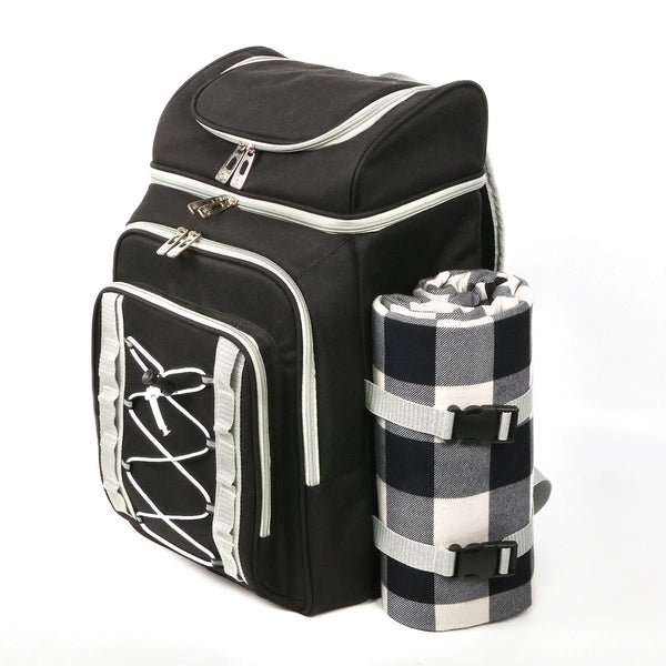 Picnic Basket Backpack with Insulated Cooler for Four