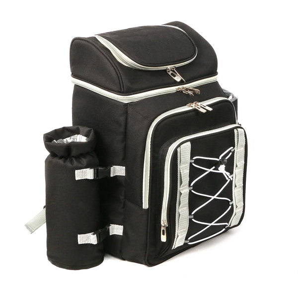 Picnic Basket Backpack with Insulated Cooler for Four