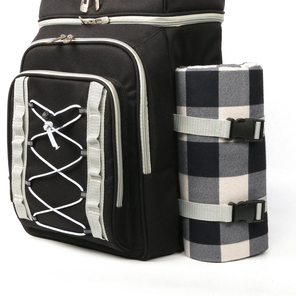 Picnic Basket Backpack with Insulated Cooler for Four