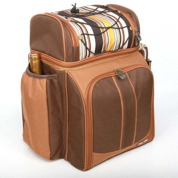 Picnic Set Backpack with Insulated Cooler for Four