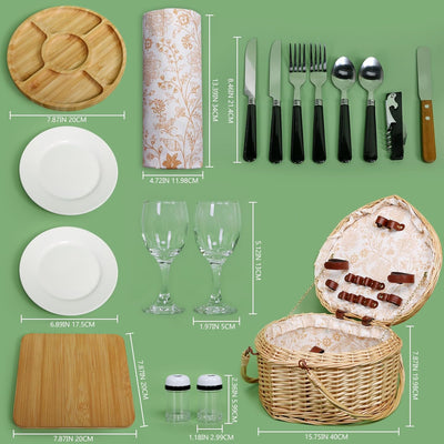 Heart Wicker Picnic Basket Set