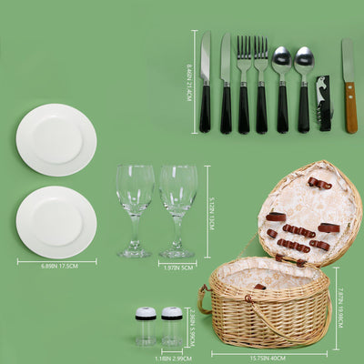 Heart Wicker Picnic Basket Set