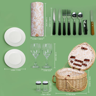 Heart Wicker Picnic Basket Set