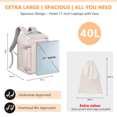 Carry On Travel Backpack Airline Approved