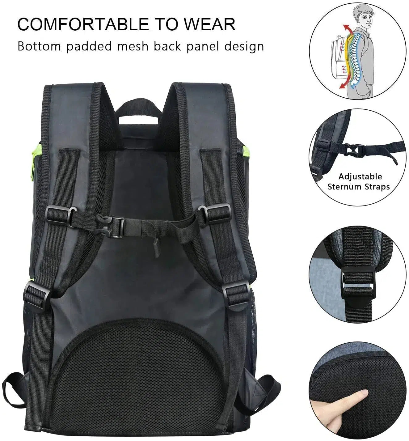 Hap Tim 30 Cans Leakproof Insulated Backpack Cooler Lightweight Soft Cooler Bag Backpack for Picnic, Camping, Hiking, Beach, Fishing, Day Trip or Lunch for Men Women (1002-BK)