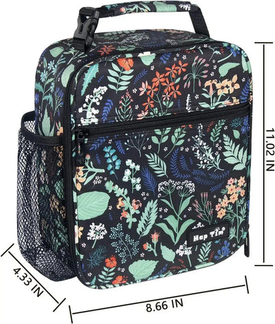 Bunnybento Insulated Lunch Box Black Floral