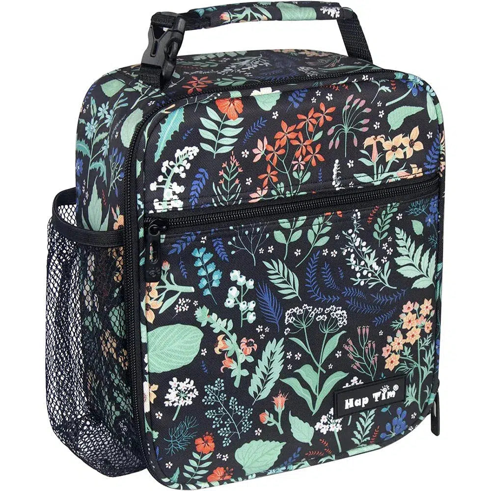 Bunnybento Insulated Lunch Box Black Floral