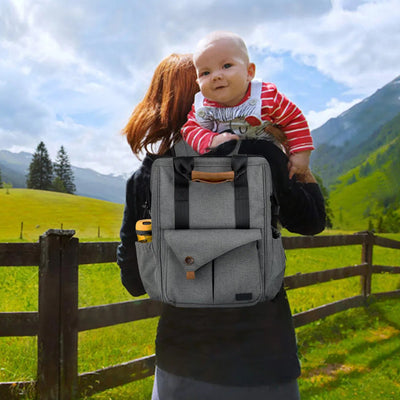 Wallababy Baby Wickeltasche Rucksack Grau 