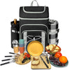 Picnic Basket Backpack with Insulated Cooler for Four