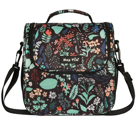 Hedgyhug Insulated Lunch Box for Adults Black Floral