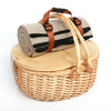 Insulated Wicker Picnic Basket Set with Lid and Picnic Blanket for Two