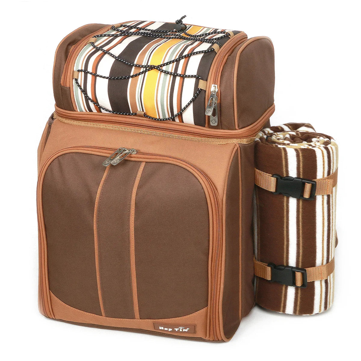 cool leather picnic backpack Picnic Set Backpack with Insulated Cooler for Four Gray