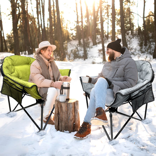 Portable Heated Camping Chair with Charger, Dual Power Options