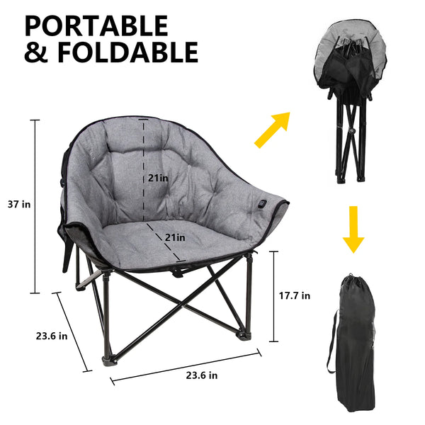 Portable Heated Camping Chair with Charger, Dual Power Options