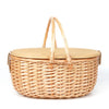 Insulated Wicker Picnic Basket Set with Lid and Picnic Blanket for Two