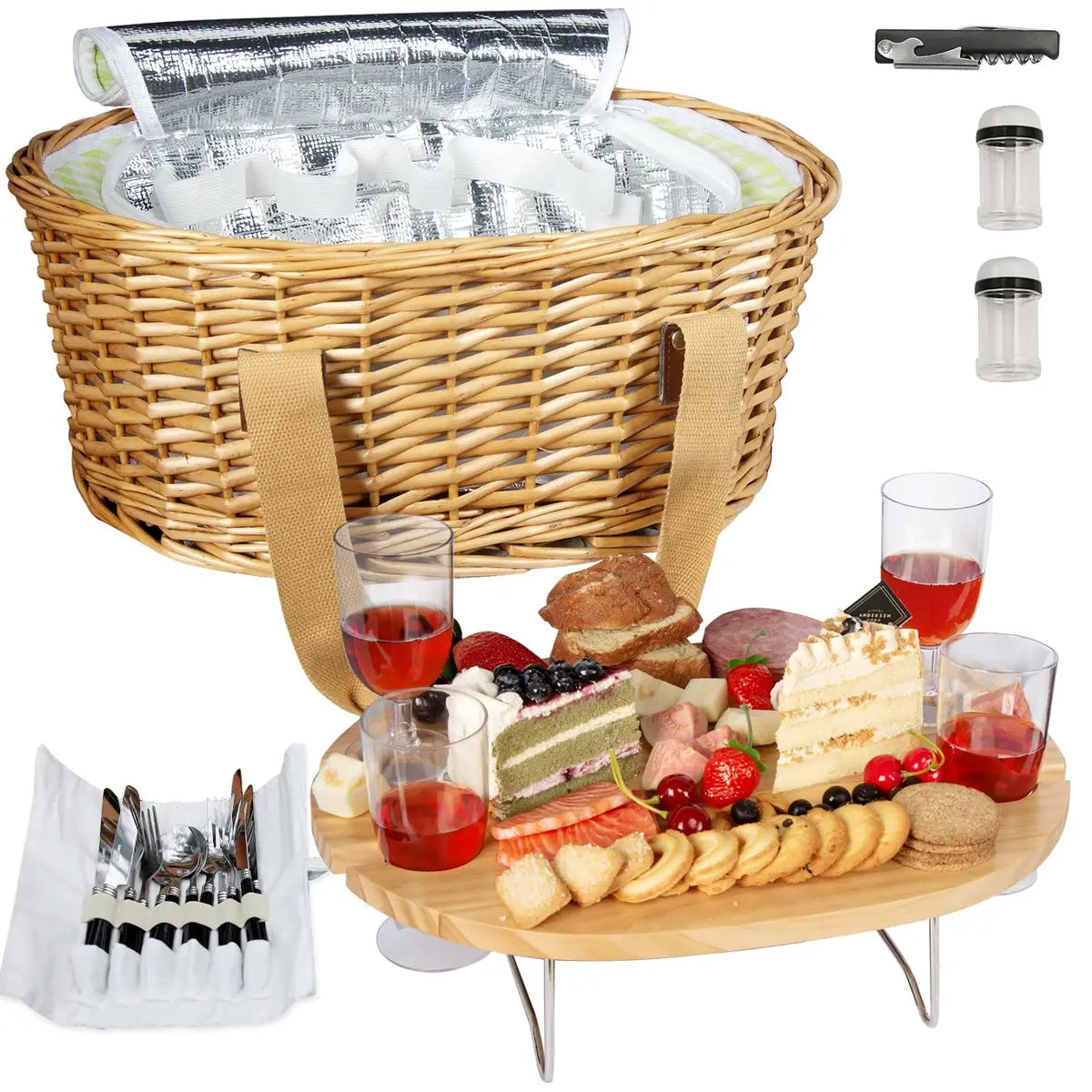 Hap Tim Wicker Picnic Basket Set With Blanket For 2 - Unique Gifts